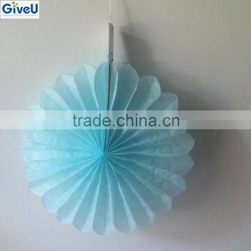 Baby Blue Color 17gsm Tissue Paper D20cm Hanging Wall Fan Modern Home Decor