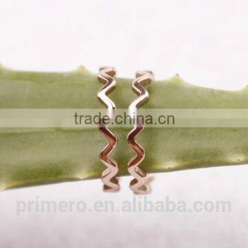 Latest Designs Women's Wave Finger Rings for Girls 18K Rose Gold Plated Stainless Steel Jewellery/Jewelry photo-6