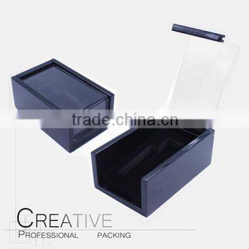 2016 new design black wooden packaging perfume box with pvc window