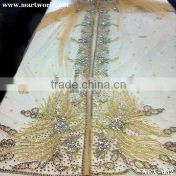 gold beaded moroccan caftan with stone islamic clothing for wedding decoration party decoration(NEX-032)                        
                                                Quality Choice