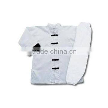 White Kung Fu Uniform with Black Frog Button