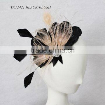 Black blush fascinator wholesale for Wedding,Races,Church,Party