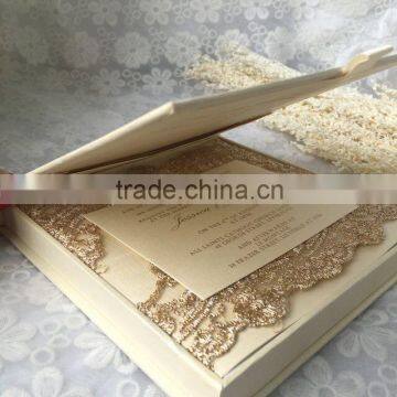 Fany Lace With Ivory Cardstock Handmade Wedding Invitations Card photo-3