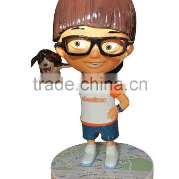 cartoon little boy garden resin sculpture