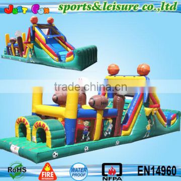 40ft long backyard cheap commercial inflatable sports obstacles courses for kids