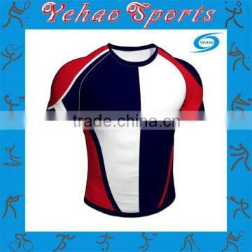 New design gird style rugby jersey stylish color red