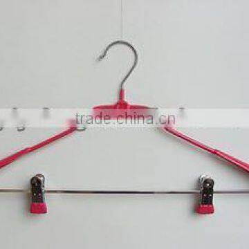 Fashion Pvc Coated Wire Clothes Hanger With Metal Clips