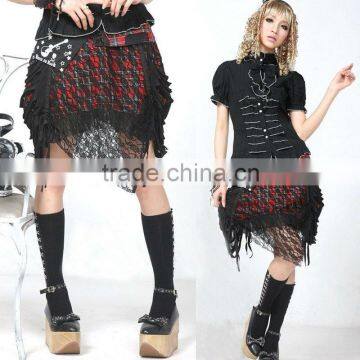 Gothic Multi Layered Lace & Mesh Skirt Black Punk GLP 71199