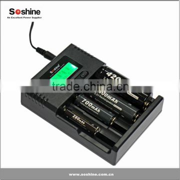 Soshine universal 3.7V Li-ion/1.2v NiMH/ 3.2V LiIFePO4 battery charger Soshine Intellicharger H4 LCDBattery Charger