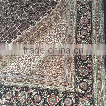 Black-Black Mahi Tabriz Woolen and Silk Carpet photo-2
