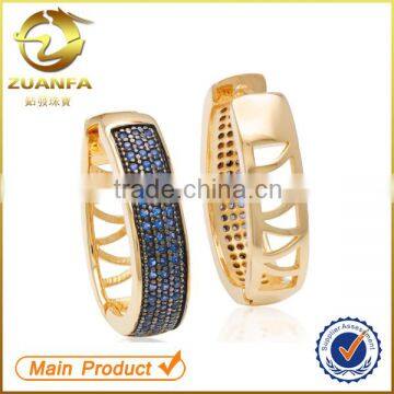 fashion sapphire micro pave semi joias brincos women gold plated huggie earrings