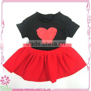 Animal Print Doll Clothes heart tee and doll tutu skirt for 18" dolls