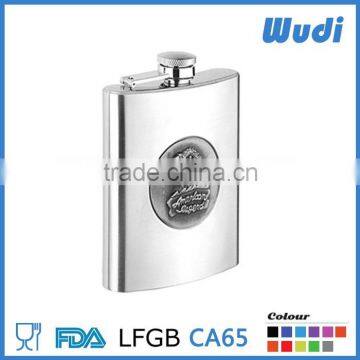 steel hip flask with eagle logo, embossed logo HF802