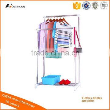 hottest sale single /double pole/rods stainless steel clothes drying rack with shoes rack OEM factory