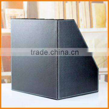 High-grade Leather Triple Desktop File Box File Frame Data File Storage Box Seat Business Office Supplies photo-5