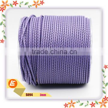 Purple Lavender color 3mm round leather cord stitched