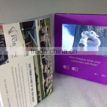 2014 popular 7" lcd video screen in brochure card, video module in printed card