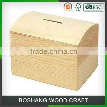 Removable Bottom Curved Top Wooden Money Box