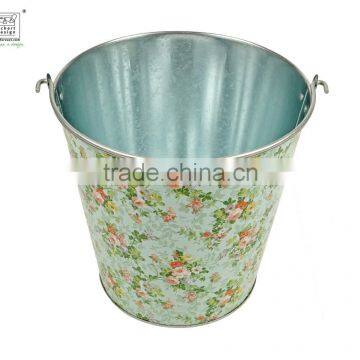 printed zinc galvanized Bucket classical rose print 11ltrs
