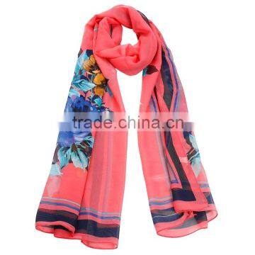 2015 Fashionable Flower Chiffon Scarf In Stock Whole Sale Hot Sale photo-2