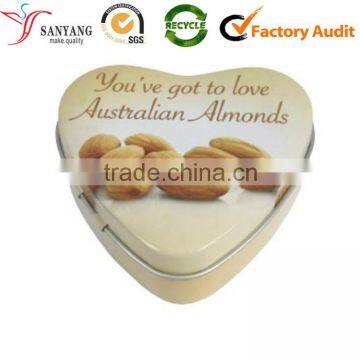 Safety Australian almonds storage box heart shape hinged tin metal box                        
                                                                                Supplier's Choice