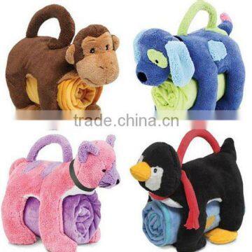 super soft 100% polyester eco friendly animal plush pillow blanket