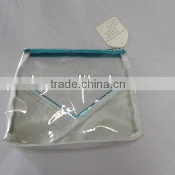 clear pvc cosmetic bag with satin