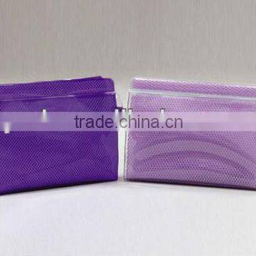 0.3mm clear PVC packing bag with nylon mesh inside