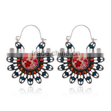 2016 Fashion hoop earrings with glass beaded for woman