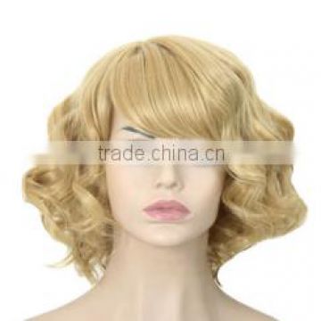 12" Women's Wig Cheap Short Curly Blonde Wig American Wig High Temperature Fiber Synthetic Natural Wig