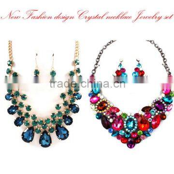 Colorful crystal Jewelry Sets Bride New design bridal jewelry Europe style Shinning Rhinestone Bridal Necklace for wedding