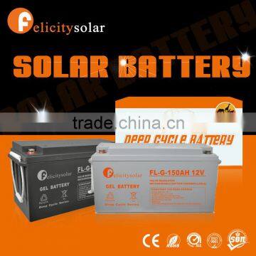 Popular 12V solar gel battery 150ah deep cycle solar battery