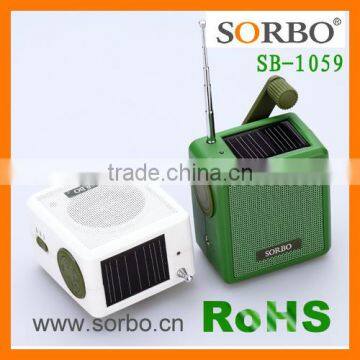 2016 Hot Sale Portable Hand Crank Solar Energy AM/FM/WB Radio With Earphone For Outdoor Or Indoor