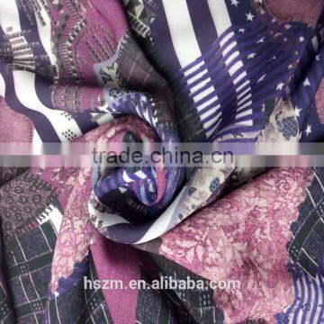 75D Polyester 28 twisting Print Chiffon woven Fabric for fashion dress