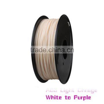High Quality delta 3d printer Material Filament ABS color changed by Light from White to Purple