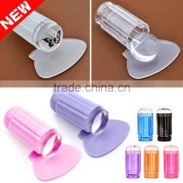 Popular free shipping 2016 transparent clear soft jelly stamper/ 2.8cm plastic holder Stamper clear nail stamper