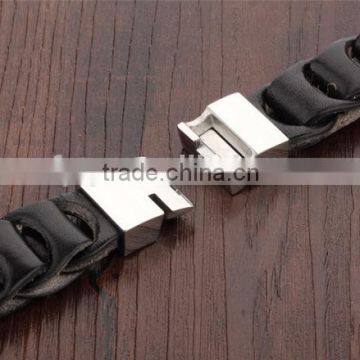 Stainless Steel Genuine Leather Bracelet photo-2