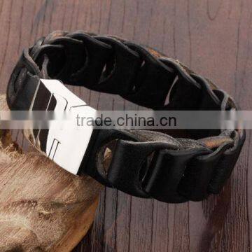 Stainless Steel Genuine Leather Bracelet photo-3
