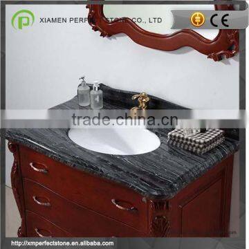 Black Wood Marble Bathroom Vanity With Marble Top