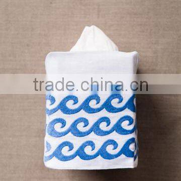 Decorative blue tissue box cover