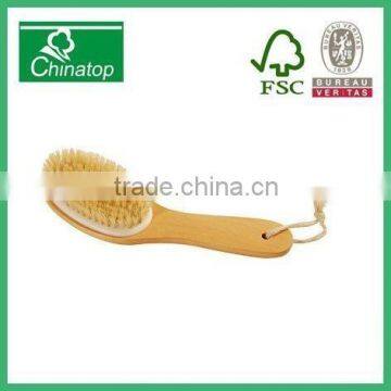 Bamboo cleaning brush, bath scrubber, handled brush, WPB025