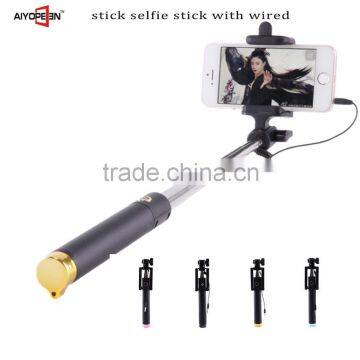 hot sales portable in pocket flexible walking stick selfie stick with wired factory price