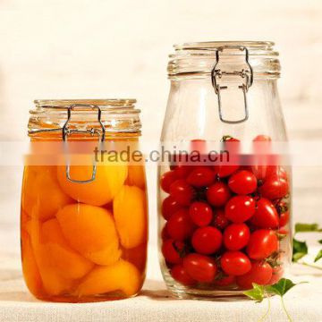 1L 1.5L 2.2L 3L 3.8L Clear Kitchen Food Storage Airtight Seal Lock Lid Jar/glass Jar With Metal Clip