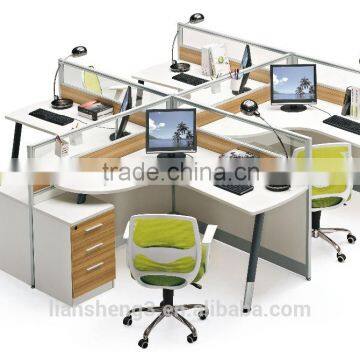 Call Center I-shape Office Table Design, Office Furniture With Cabinet for Six People photo-4