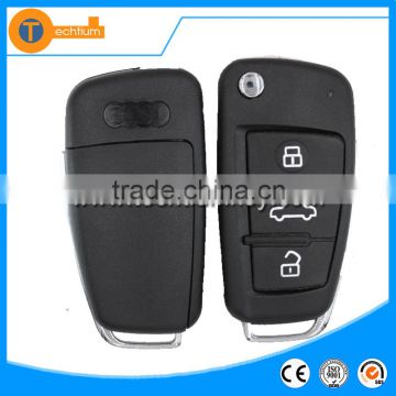 ABS 3 button remote car keys with Round logo and blade for Audi a6 a4 b5 q5 key remote key blank fob