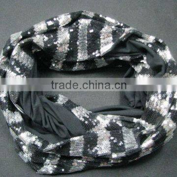 Black/Silver stripe sequin fashion snood