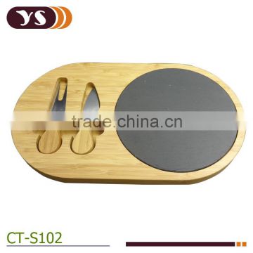 bamboo slate cheese board with utensils