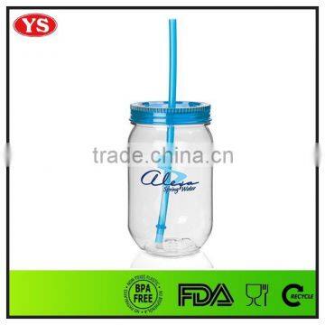 Eco-friendly 19 oz Plastic Single Wall Jars With Straw photo-2