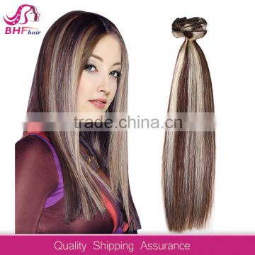 Clip In Remy Human Hair Extensions Browm Blonde Mix For White Women