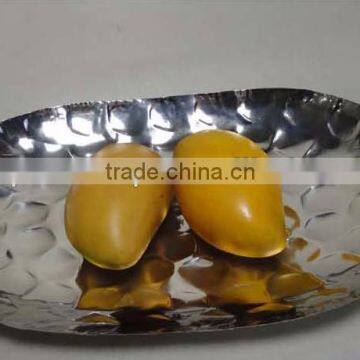 Table Decoration Polished Aluminium Metal Oval Fruit Dish ,Plate Nut Dish